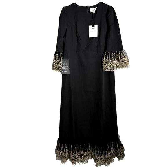 New Tuckernuck Pomander Place Gold Lace Lillith Midi Dress Sz Large 1543-D - Picture 4 of 13